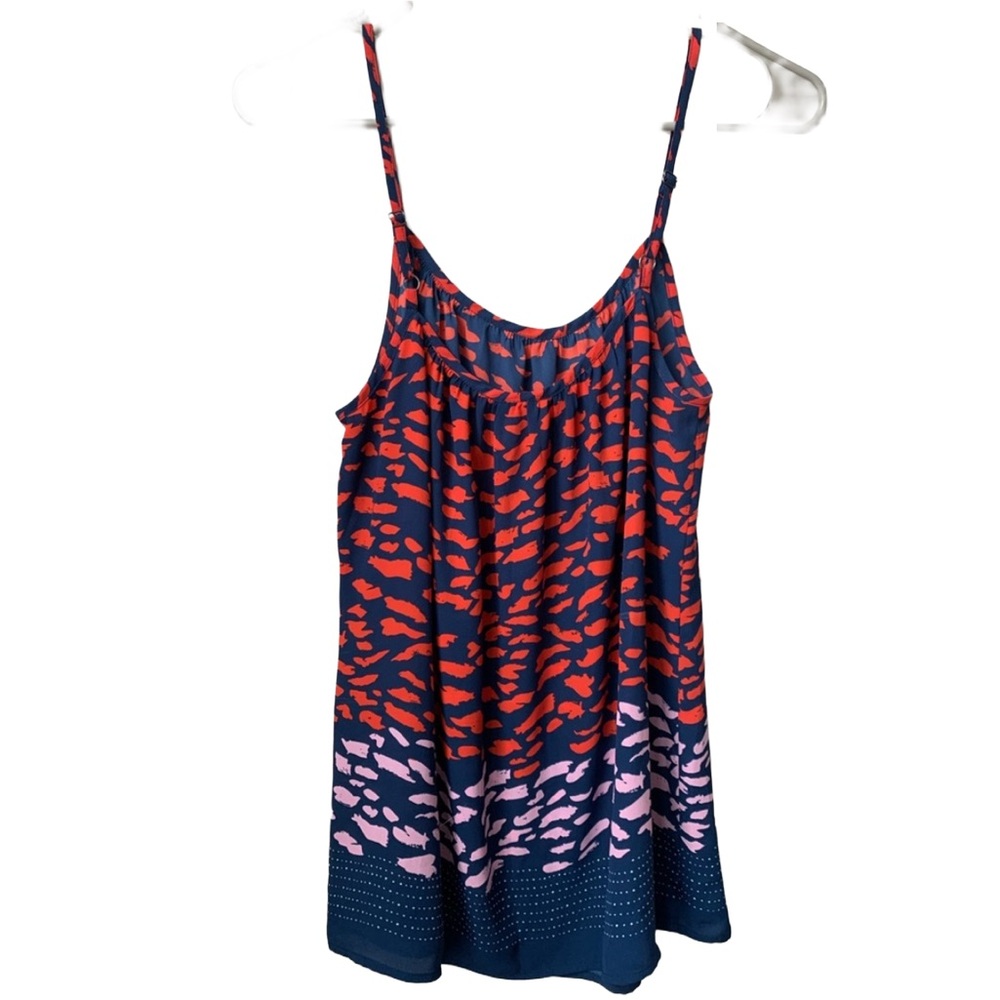 CABI Women’s Navy Red Pink Adjustable Strap Camisole Top Blouse Size: Small